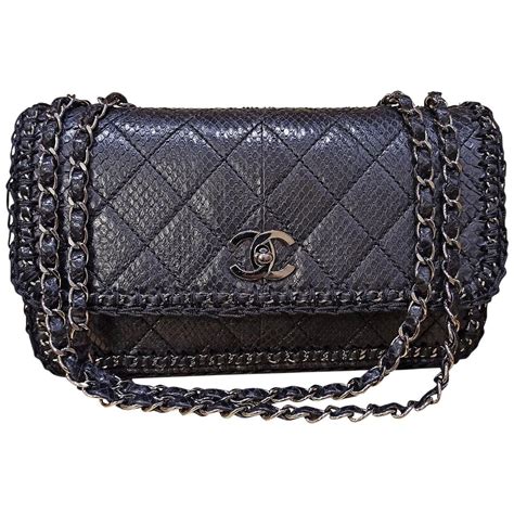 chanel two tone black python bag|python chanel handbags sale.